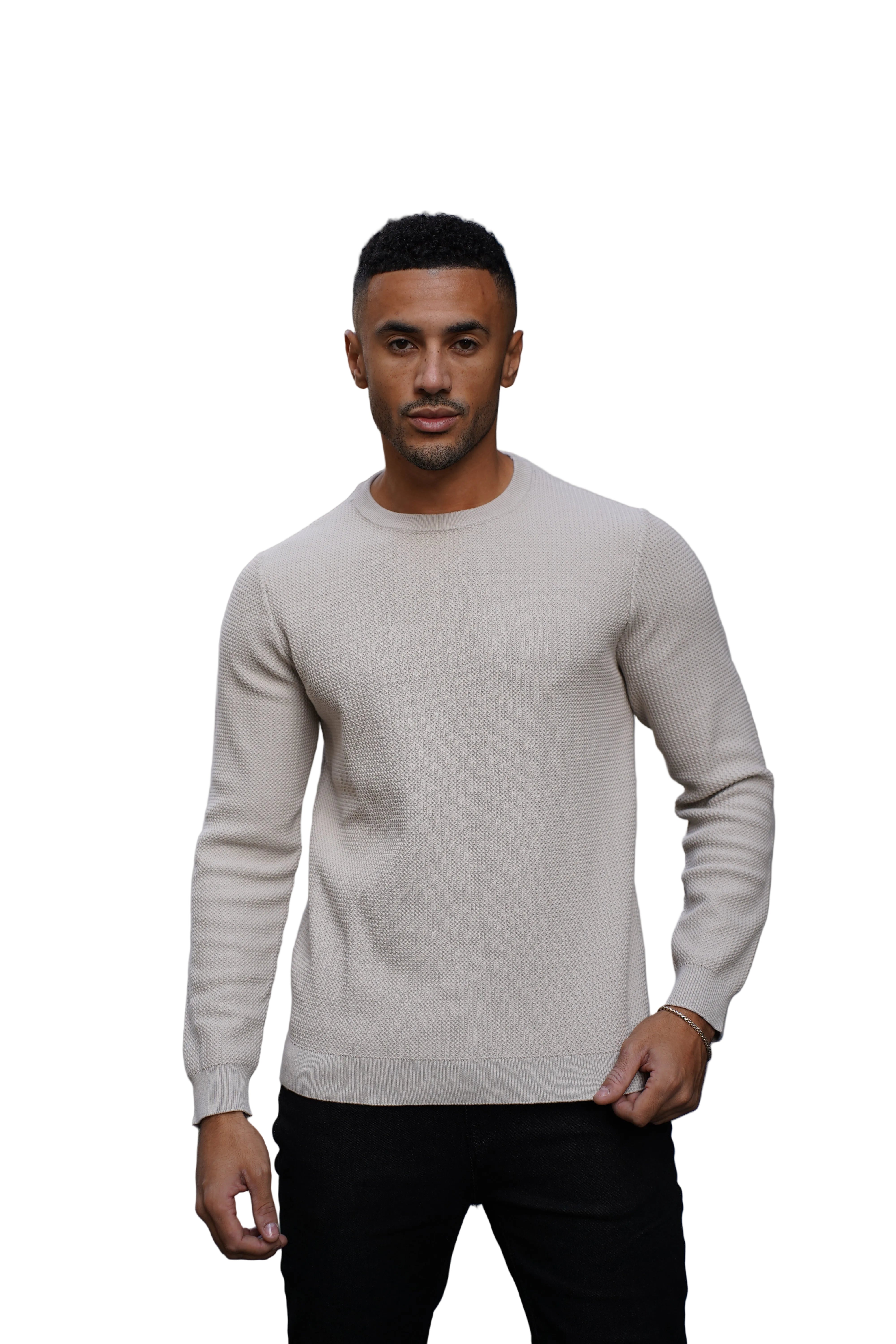 Capo Cable Knit Stone Sweatshirt